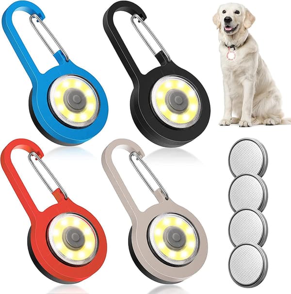 Klips på hundelys for nattevandring 4 stykker 3 lysmoduser hundekrage lys med Acsergery Usb Rech gave