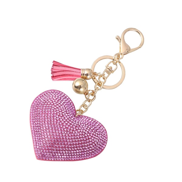 2st kärleksnyckelring Vackra tofsar Tofsar Dekor Hängande nyckelring present till kvinna (gyllene och rosa mönster) (14*6,6 cm)
