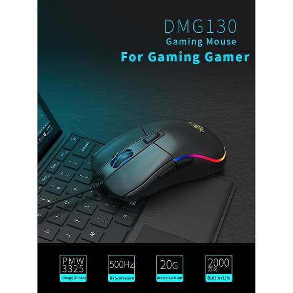 Billedsensor 6-knaps gamingmus 1000 Dpi optisk kablet gamingmus til bærbare computere Pc-spil | Mus (sort)