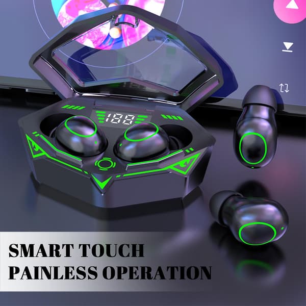Bluetooth 5.2-ørepropper med RGB-lys trådløse ørepropper