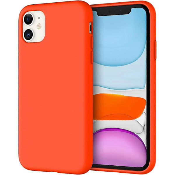 Silikonfodral för iPhone 11 (2019) 6,1 tum, Silkeslen Yta Helkroppsskyddande Fodral, Stötsäkert Omslag med Mikrofiberfoder, Kryddig Orange