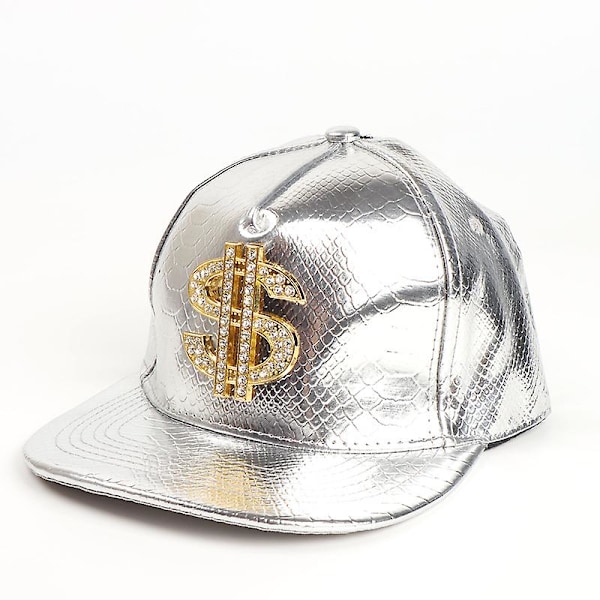 Herre Kasket Baseball Kasket Hiphop Kasket Læder Justerbar Snapback Hatte Til Mænd Kvinder Multi-farve Valgfri（Sølv）