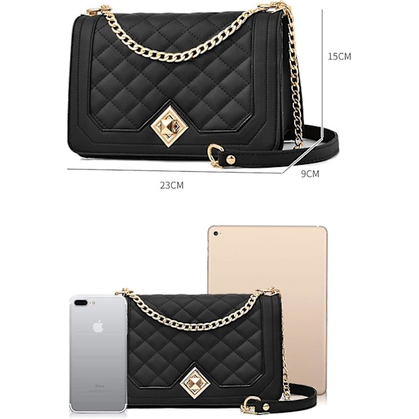 Kvinnor Crossbody Väska Liten Dam Axelväska Handväska Pu Läder Quiltad Handväskor（svart）