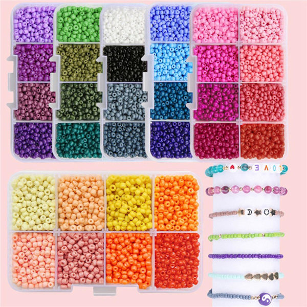 3400x Perler Armbånd Fremstilling Kit Mellemrumsperler Farverige Armbånd Fremstilling Perlesæt（Lilla）