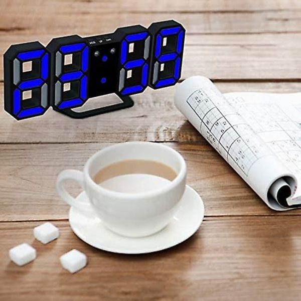 3D digital väckarklocka LED väggklocka med 3 justerbara ljusstyrkenivåer Snooze Dimmer Lätt att läsa