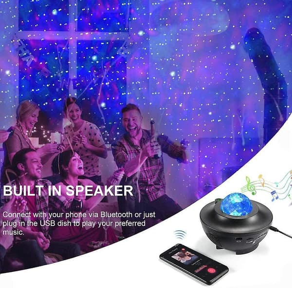 Led-projektorlys Ocean Wave nattprojektor med Bluetooth-musikkhøyttaler