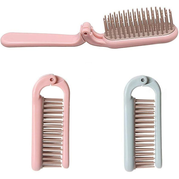 Sammenleggbar hårbørste (2 stk, rosa + blå)