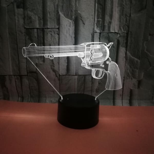 Optisk Illusion 3D Pistol Natlampe 16 Farver