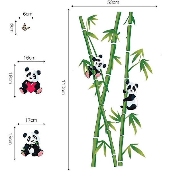 Panda og bambus veggklistremer dekorative klistremer barnerom veggdekorasjon barnerom barnehage stue