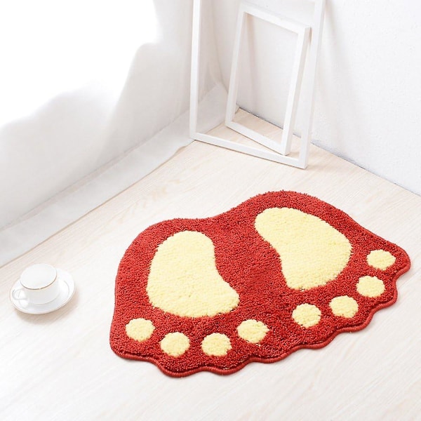 Non Slip Bath Toilet Mat Cute Big Feet Bathroom Shower Rugs Shaggy Carpet Absorbent Doormat Floor Mat Living Room Sofa Cushion Foot Pad Rug (19"x26"(4