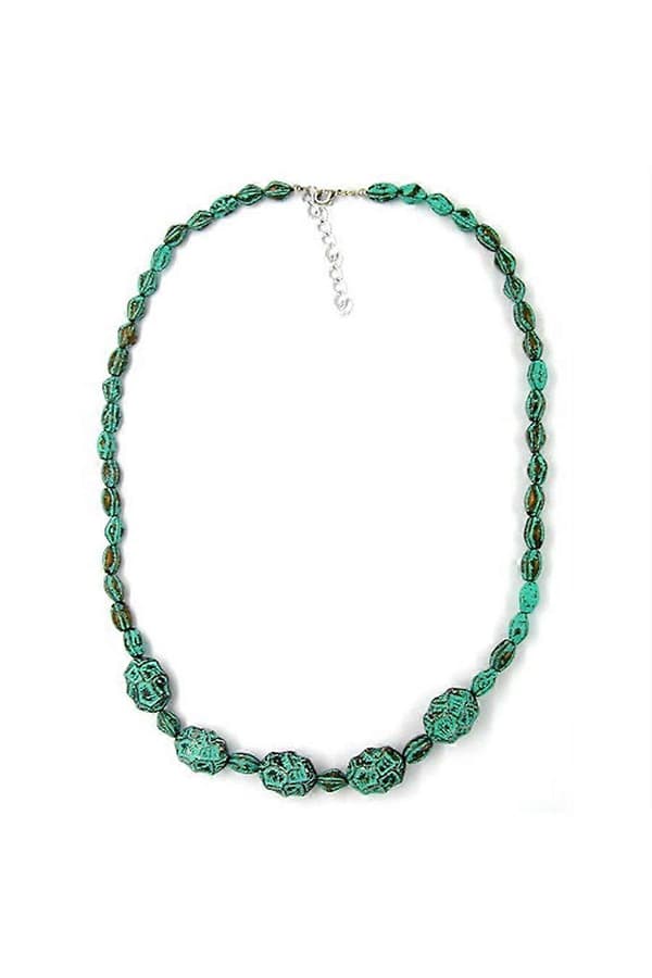 Halsband Iögonfallande Pärlor Grön-svart 55cm - Gl03251
