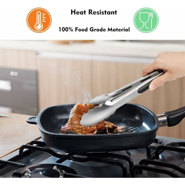 Højkvalitets køkkentang i rustfrit stål med skridsikkert håndtag - DKSFJKL