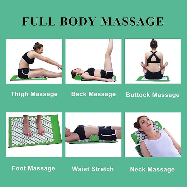 Yogamatta och akupressurset med kudde och väska, massage akupunkturmatta
