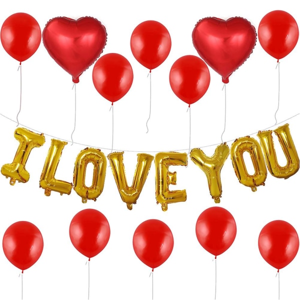 21st I Love You Aluminiumfolieballong Love Heart Ballong Festtillbehör för bröllopsfest Förslag Alla hjärtans dag (röd)(45*45*48cm)