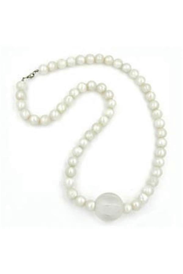 Halsband Pärlor 35/14mm Vaxvit 75cm - Gl02383