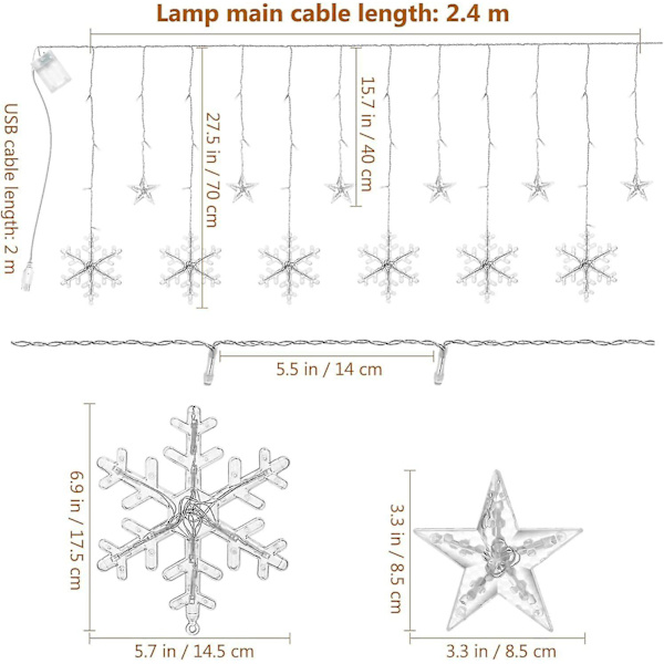 Wabjtam Jul Snöflinga Ljus Led Snöflinga Istapp Ljus Timer Jul Ljus Dekor