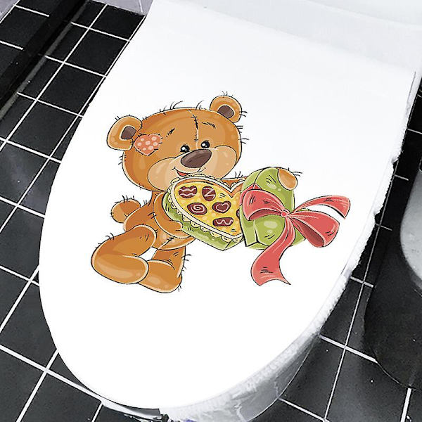 Dww-Suloinen karhuaiheinen suklaanvärinen wc-istuimen tarra, seinäkoriste