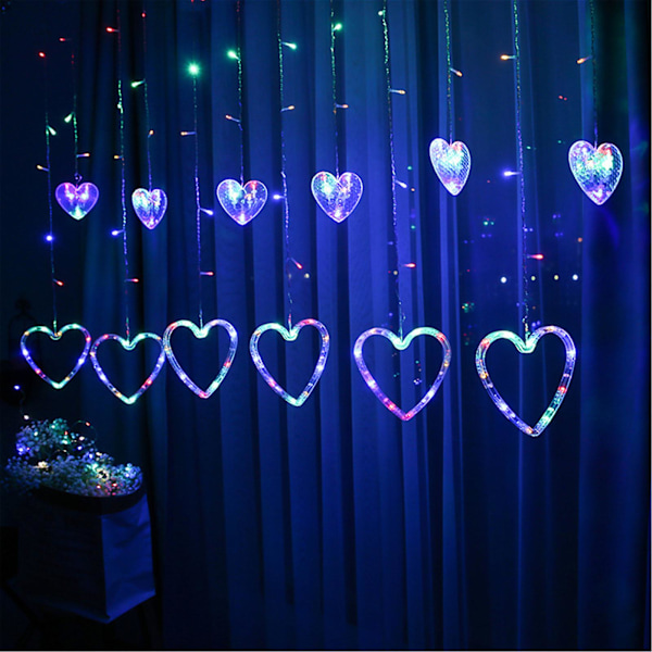 Outdoor Lights 220V Heart Shape Curtain Light Led Light String Ins Christmas Light Decoration