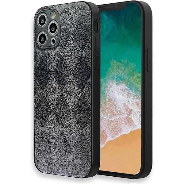 Kompatibel med iPhone 12 Pro Max Skal för Man Pojke Lyxig 3D Romb Mjuk TPU Läder Telefonfodral för iPhone 12 Pro Max 6.7 Tum Stötsäker Lins