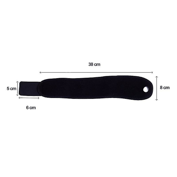 Utvidet sportshåndleddstøtte - 1 stk, 38x8cm, stoff, svart