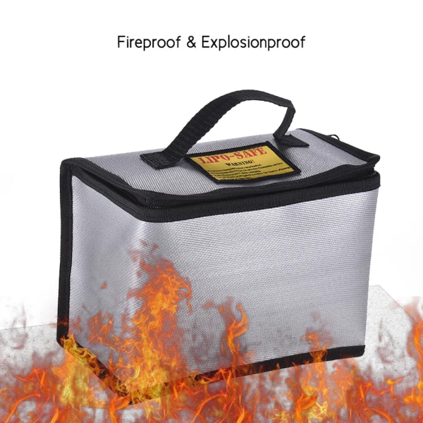 Brand- och explosionssäker litiumbatterisäkerhetsväska Bärbar värmebeständig väska för batteriladdning och förvaring 215*115*155mm