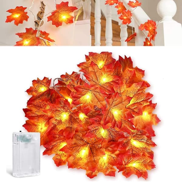 40 LED ahornblad fe lys, ahornblad fe lys efterår ahornblad guirlande, til udendørs hjem
