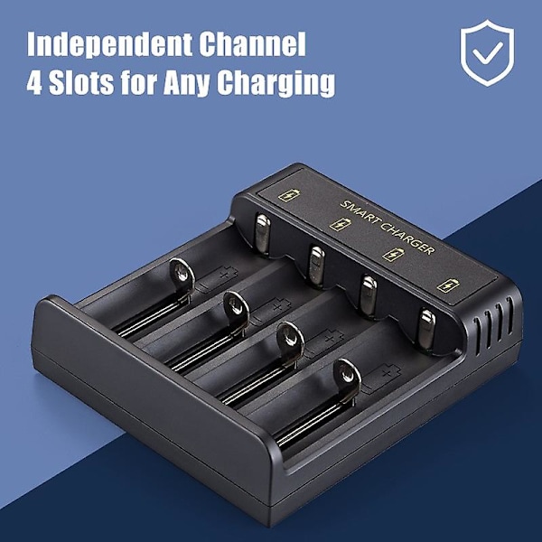 Batteriladdare, 18650 batteriladdare, smart USB Li-ion 18650 batteriladdare, 18650 batteriladdare pris, högkapacitetsladdare, 4-slitsladdare, li-ion 1