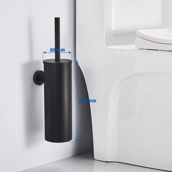 Toalettborste Väggmonterad toalettborste i rostfritt stål med antibakteriell borsthållare toalettborste toalett svart