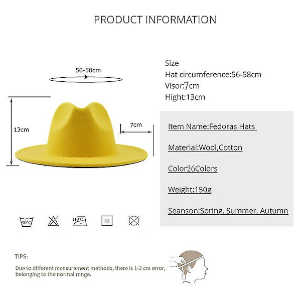 Evago Yksinkertainen Ulkopuoli Valkoinen Sisäpuoli Taivaansininen Villahuopa Jazz Fedora Hatut Ohuella Vyöllä Solki Miehet Naiset Leveälierinen Panama Trilby Lakki 56-60cm（58-61CM）