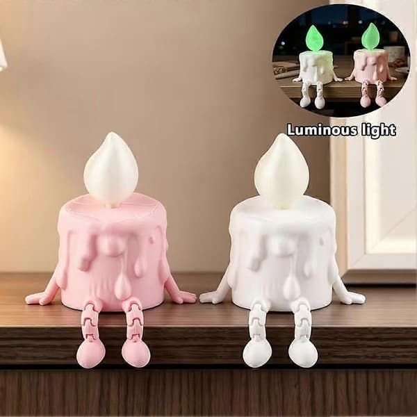 3D-printet sittende stearinlysfigur med selvlysende detaljer til Halloween White