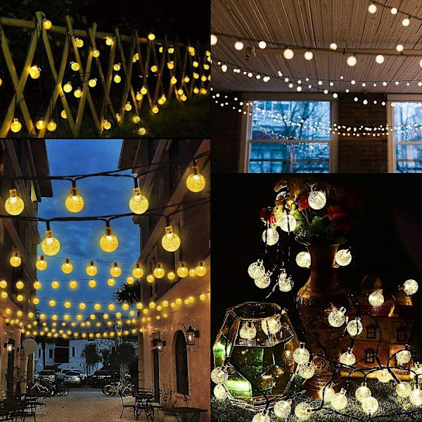 Ulkoilma aurinkoköynnös 4,5 m 30 LED kristallipallovalot 2 valaistustilalla valokoriste