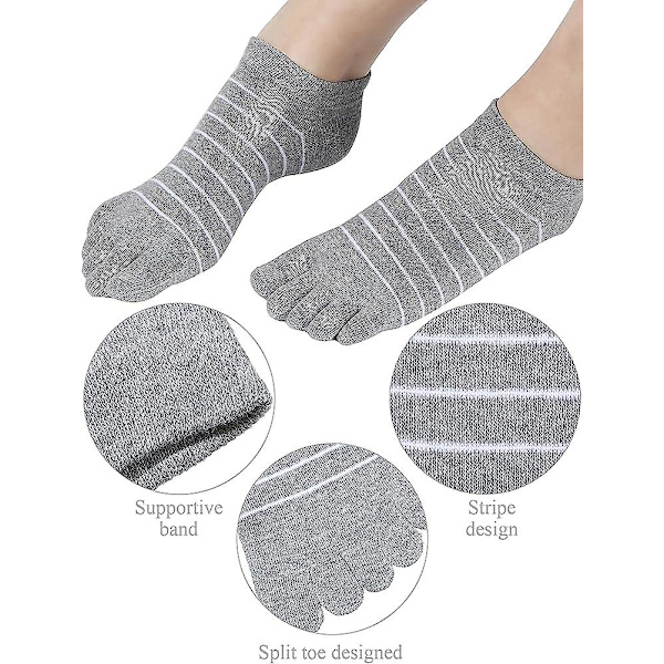 5 par randiga tåstrumpor femfingersockar lågt skurna färgglada strumpor för kvinnor flicka