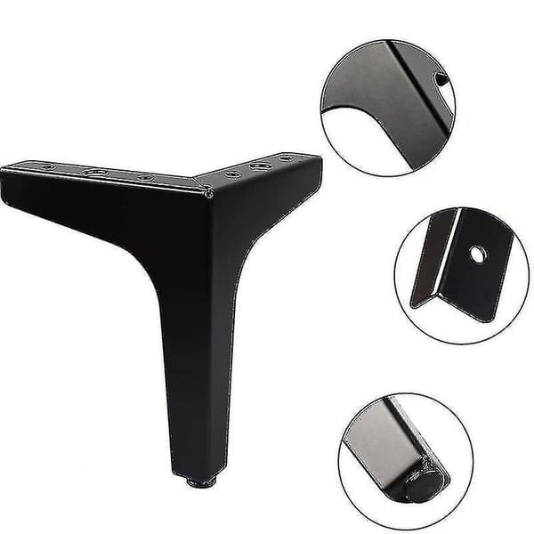 Set med 4 svarta metalliska triangulära sängben DIY möbel sofaben - 10 cm