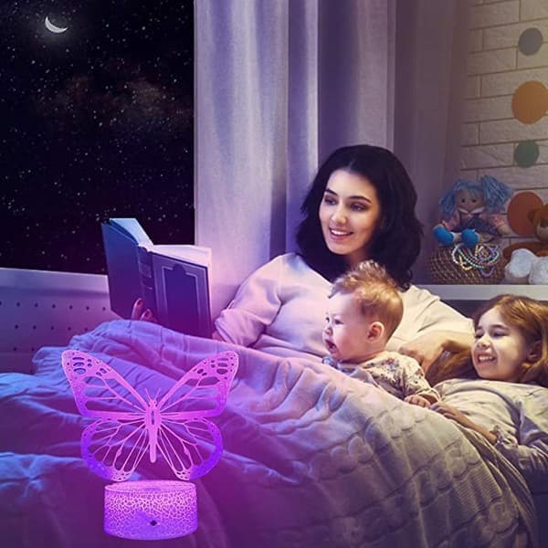 Sommerfugl nattlys, bursdagsgave til jenter 3d illusjon