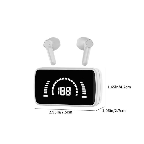 In Ear Bluetooth-hörlurar med spegeldigital display, intelligent brusreducering och lång batteritid Bluetooth 5.2 trådlösa hörlurar