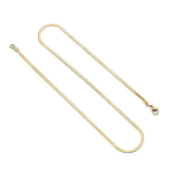 Platt halsband i rostfritt stål, vattentätt, tunn ormkedja, herrpresent, smycken, olika längder, choker, nyckelbenshalsband (Guld 2mm, 40cm)