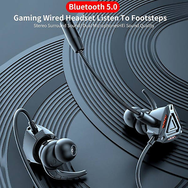 Dubbelmikrofon 3,5 mm gränssnitt In-ear trådbundet headset brusreducerande spelheadset headset djup bas Hifi stereo trådbundet spelheadset för Ps4 mobil