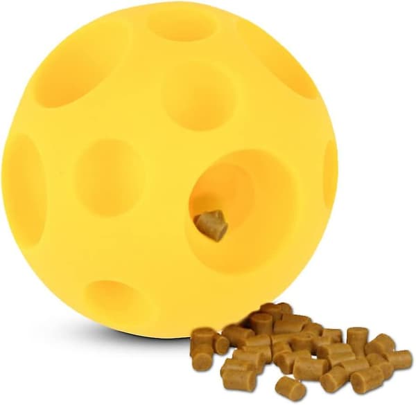 Interaktiv hundelegetøjsbold godbiddispenser gummibold hundelegetøj gul