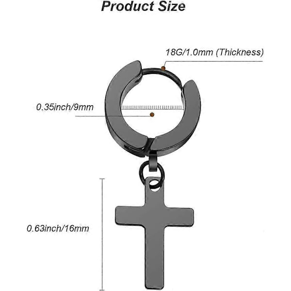 Hoopörhängen i rostfritt stål för män och kvinnor, piercingar, huggie, hypoallergena (korsörhängen, 5 par)