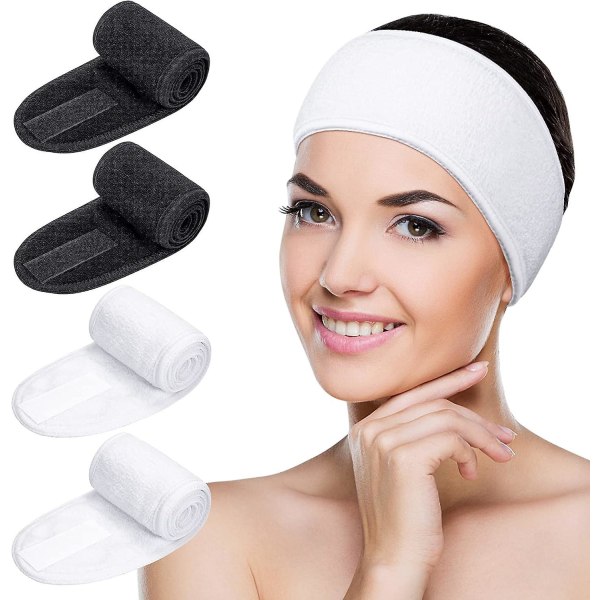 4 delar Återanvändbara hårband Justerbar makeup Pannband Stretch handduksremmar för kvinnor Ansiktsvård Spa