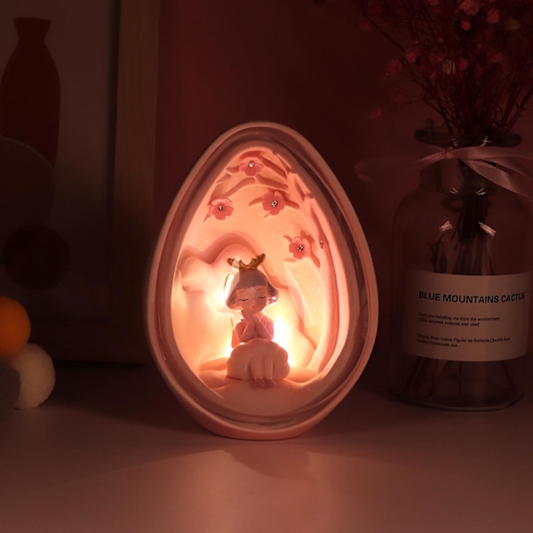 2024 Dekorativt nattlys Søt tegneserie Prinsesse Prins Form Håndverk Dekorativ nattlampe Ornament for nattbord Skrivebord Rosa 10x9,5x13,5cm