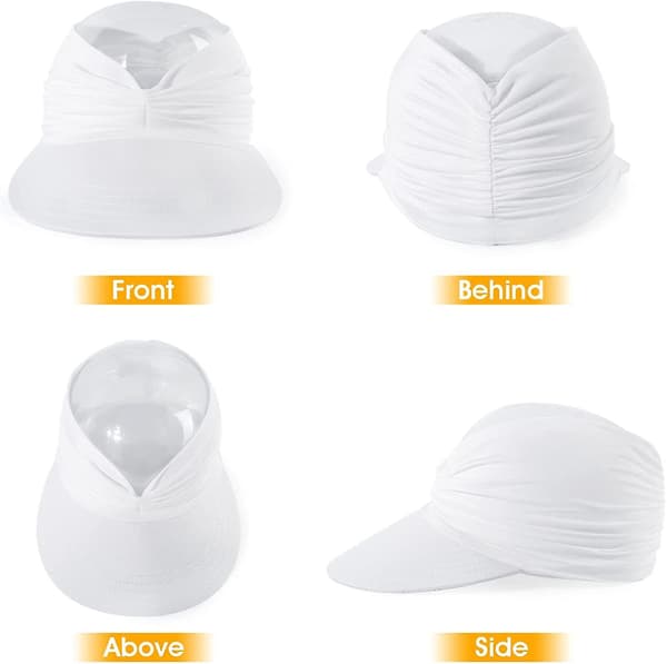 Kvindernes Sport Sol Visor Hatte, Tom Top Baseball Sol Cap, Bred Skygge Elastisk Kvindernes Solhatte Med Uv-beskyttelse Multi-farve Valgfri（Hvid）