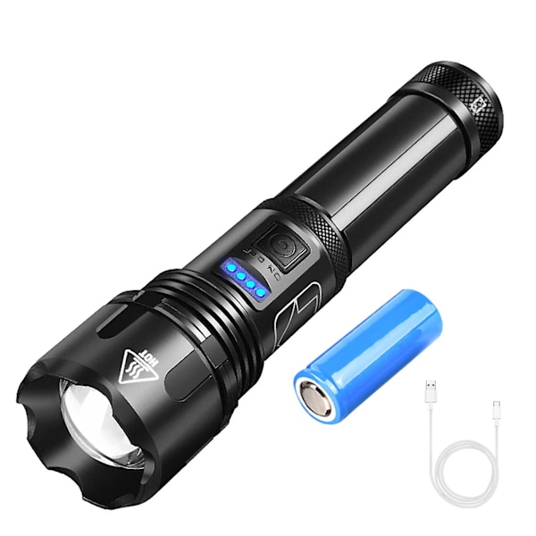 Flashlight Led Torch Light Powerful LED Flashlight XHP50 Torch USB Rechargeable Lamp Ultra Brigh（B）