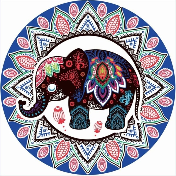 Elephant Pyyhe Kylpyhuone Kylpyhuone Pyöreä Kuvakudos Mandala Joogamatto Bohemian Picnic Picnic Picnic Matto 150 166cm dksfjkll