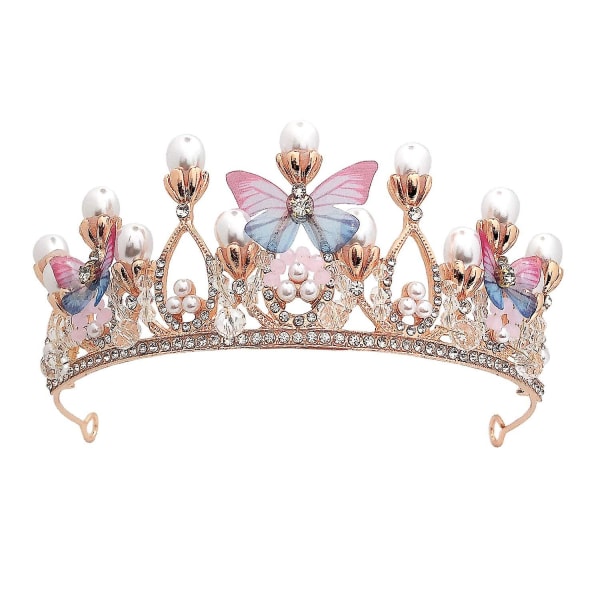Crystal Tiara Pearl Princess Costume Crown Pannband Flower Pageant Bröllopsbröllop Handgjorda