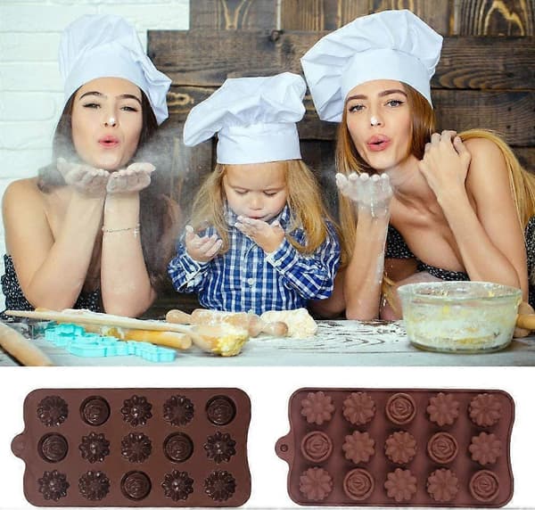 KISNEG Gummiformar, 2 st Blommiga Silikonformar Sockerkubform Kakdekoration Fest & Bröllopspresent