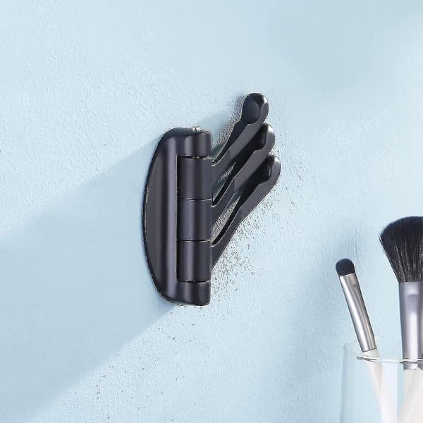 Solid Metal Knagerække Foldbar Svingarm Drejekrog Med Multi Tre Foldbare Arme Til Badeværelse Køkken Garage Vægmontering Mat Sort
