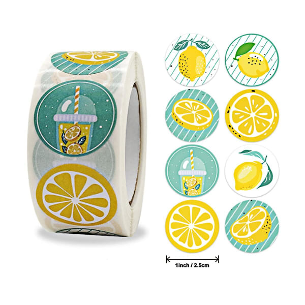 2pack 1 tum 8 sorters design citronklistermärkerulle för kuvertförseglingar, festfavoritdekoration, present