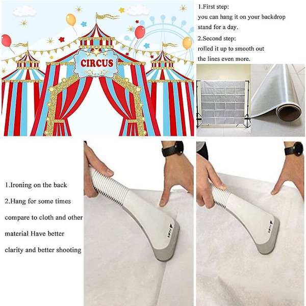7x5ft Röd Cirkus Fotobakgrund, Karneval Karusell för Barnkalas Dekorationer