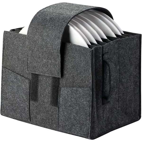 Picnic taske pladeholder filt, autocamper pladeholder til 8 tallerkener op til Ø 26 cm